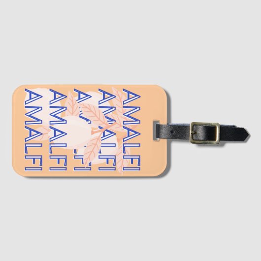 Amalfi Coast, Italië Reiskunst, Preppy, Sinaasappe Bagagelabel (Voorkant (horizontaal))