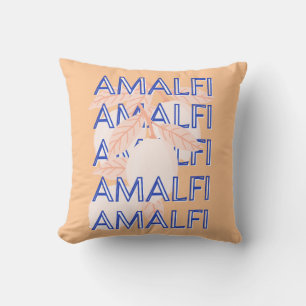 Amalfi Coast, Italië Reiskunst, Preppy, Sinaasappe Kussen