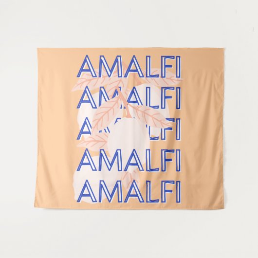 Amalfi Coast, Italië Reiskunst, Preppy, Sinaasappe Wandkleed (Voorkant (horizontaal))