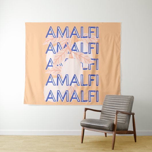 Amalfi Coast, Italië Reiskunst, Preppy, Sinaasappe Wandkleed (In Situ (horizontaal))