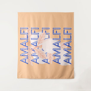 Amalfi Coast, Italië Reiskunst, Preppy, Sinaasappe Wandkleed