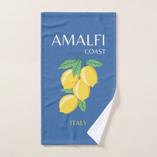 Amalfi Coast, Italië, Reiskunst, Retro, Blauw Bad Handdoek (Handdoek)