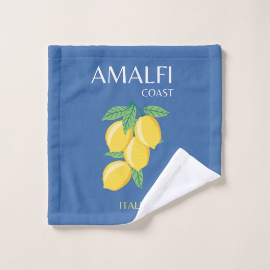 Amalfi Coast, Italië, Reiskunst, Retro, Blauw Bad Handdoek (Wasdoekje)
