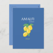 Amalfi Coast, Italië, Reiskunst, Retro, Blauw Feestdagenkaart (Voorkant / Achterkant)