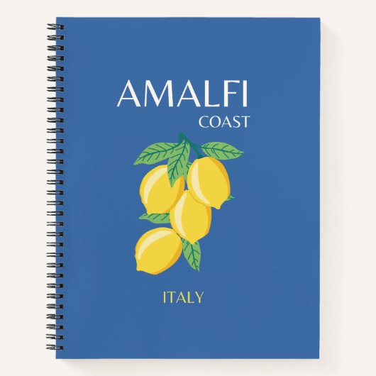 Amalfi Coast, Italië, Reiskunst, Retro, Blauw Notitieboek (Voorkant)