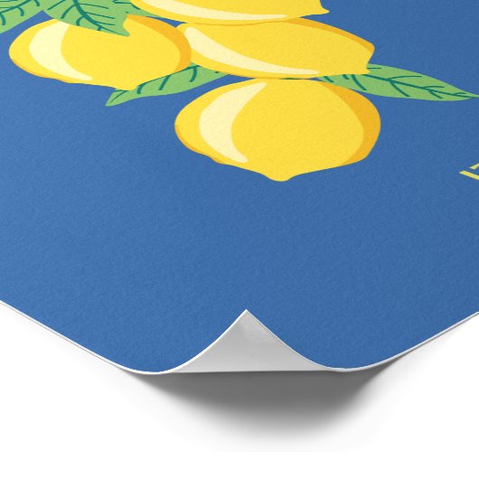 Amalfi Coast, Italië, Reiskunst, Retro, Blauw Poster (Hoek)