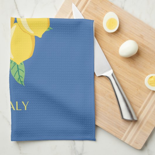 Amalfi Coast, Italië, Reiskunst, Retro, Blauw Theedoek (Quarter Fold)