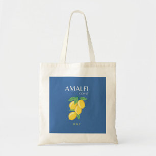 Amalfi Coast, Italië, Reiskunst, Retro, Blauw Tote Bag