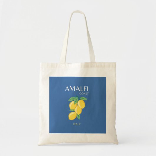 Amalfi Coast, Italië, Reiskunst, Retro, Blauw Tote Bag (Voorkant)