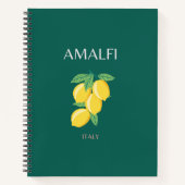 Amalfi Coast, Italië, Reiskunst, Retro, Groen Notitieboek (Voorkant)