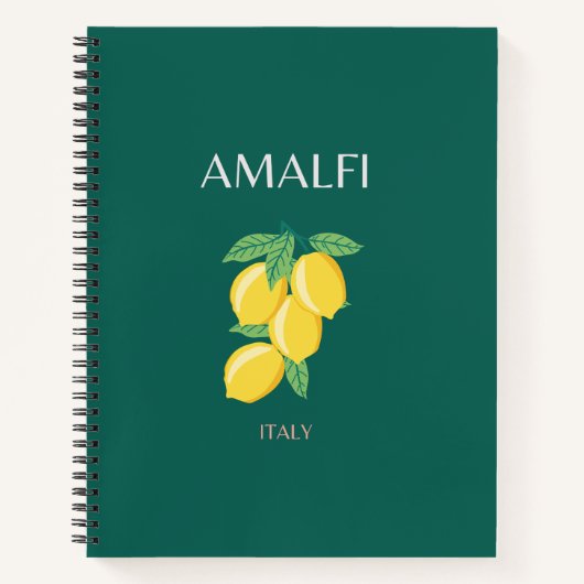 Amalfi Coast, Italië, Reiskunst, Retro, Groen Notitieboek (Voorkant)