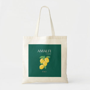 Amalfi Coast, Italië, Reiskunst, Retro, Groen Tote Bag