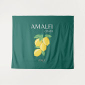 Amalfi Coast, Italië, Reiskunst, Retro, Groen Wandkleed (Voorkant (horizontaal))