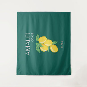 Amalfi Coast, Italië, Reiskunst, Retro, Groen Wandkleed