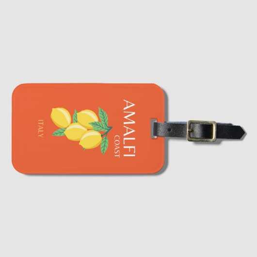 Amalfi Coast, Italië, Reiskunst, Retro, Oranje Bagagelabel (Voorkant (horizontaal))