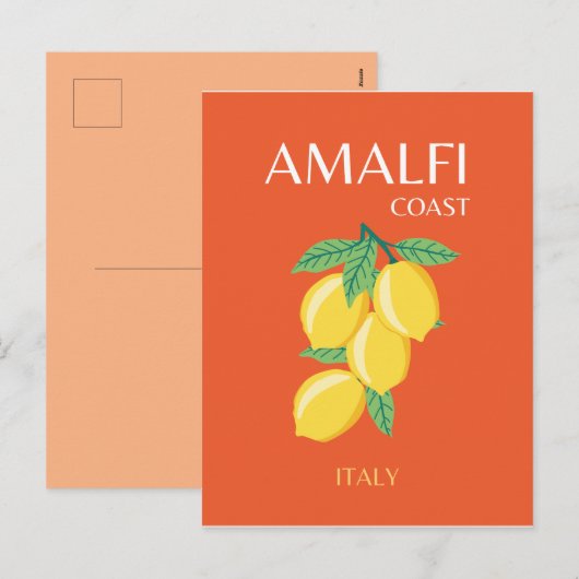 Amalfi Coast, Italië, Reiskunst, Retro, Oranje Feestdagenkaart (Voorkant / Achterkant)