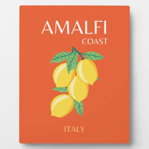 Amalfi Coast, Italië, Reiskunst, Retro, Oranje Fotoplaat
