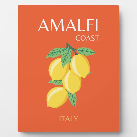 Amalfi Coast, Italië, Reiskunst, Retro, Oranje Fotoplaat (Voorkant)