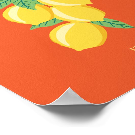 Amalfi Coast, Italië, Reiskunst, Retro, Oranje Poster (Hoek)