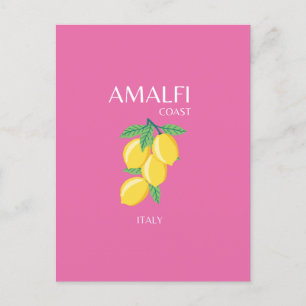 Amalfi Coast, Italië, Reiskunst, Roze, Preppy Feestdagenkaart