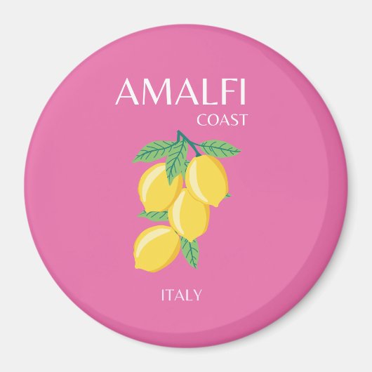 Amalfi Coast, Italië, Reiskunst, Roze, Preppy Magneet (Voorkant)