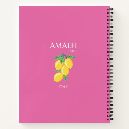 Amalfi Coast, Italië, Reiskunst, Roze, Preppy Notitieboek (Achterkant)