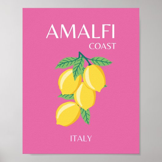 Amalfi Coast, Italië, Reiskunst, Roze, Preppy Poster (Voorkant)