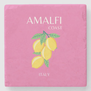 Amalfi Coast, Italië, Reiskunst, Roze, Preppy Stenen Onderzetter