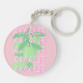 Amalfi Coast, Italië Reiskunst, Roze Sleutelhanger (Achterkant)