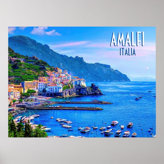 Amalfi Coast Italië Reizen Retro Poster (Voorkant)
