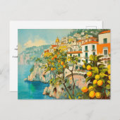 Amalfi Coast, Italië Retro Reizen Briefkaart (Voorkant / Achterkant)