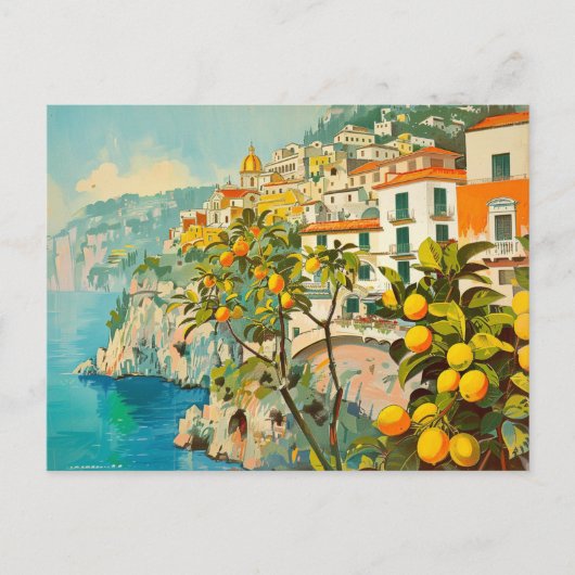 Amalfi Coast, Italië Retro Reizen Briefkaart (Voorkant)