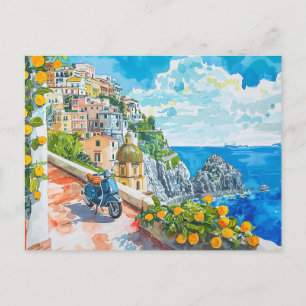 Amalfi Coast, Italië Retro Reizen Briefkaart