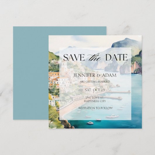 Amalfi Coast Italië Save the Date Uitnodiging (Voorkant / Achterkant)