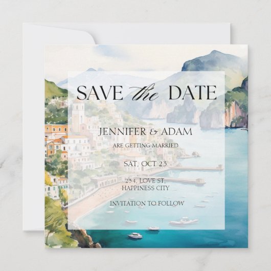 Amalfi Coast Italië Save the Date Uitnodiging (Voorkant)
