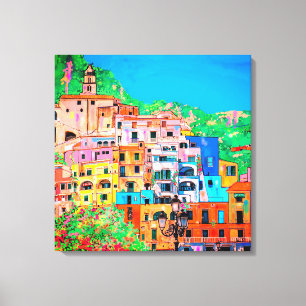 Amalfi Coast Italië schilderachtig Middellandse Z Canvas Afdruk