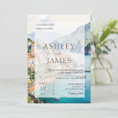 Amalfi Coast Italië Skyline bruiloft uitnodiging (Staand voorkant)