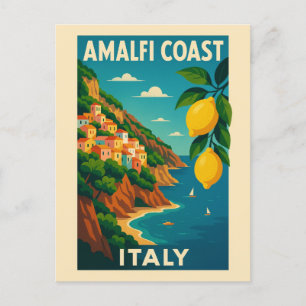 Amalfi Coast Italië Vintage Reizen Briefkaart