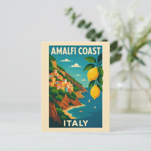 Amalfi Coast Italië Vintage Reizen Briefkaart (Staand voorkant)