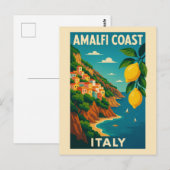 Amalfi Coast Italië Vintage Reizen Briefkaart (Voorkant / Achterkant)