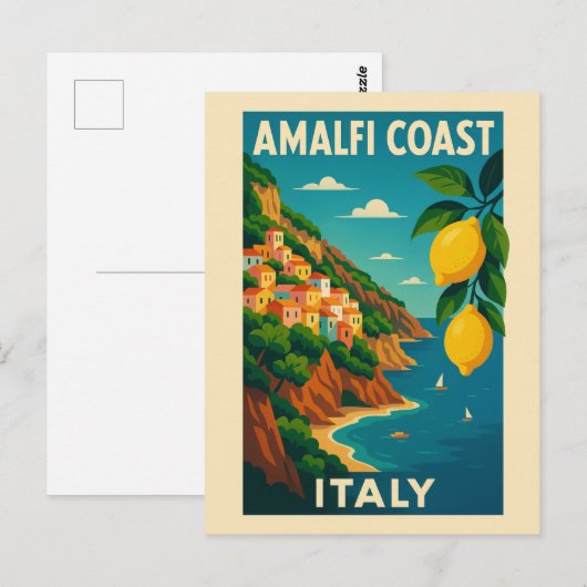 Amalfi Coast Italië Vintage Reizen Briefkaart (Voorkant / Achterkant)