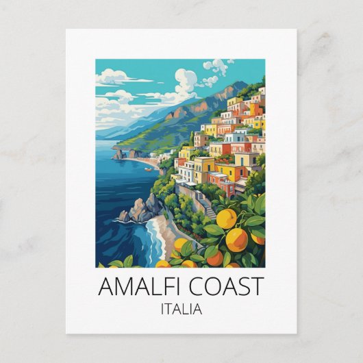 Amalfi Coast Italië Vintage Reizen Briefkaart (Voorkant)