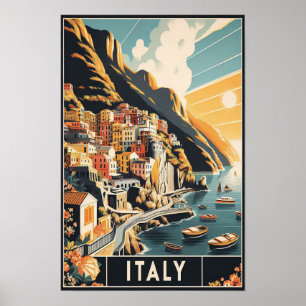 Amalfi Coast Italië Vintage Travel Poster