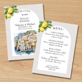 Amalfi Coast Italië Waterverf Bestemming Bruiloft Menu