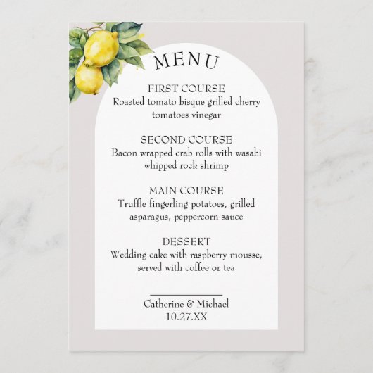 Amalfi Coast Italië Waterverf Bestemming Bruiloft Menu (Achterkant)