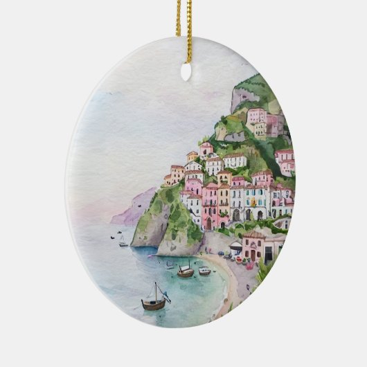 Amalfi Coast Italië Waterverf Keramisch Ornament (Rechts)