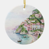 Amalfi Coast Italië Waterverf Keramisch Ornament (Voorkant)