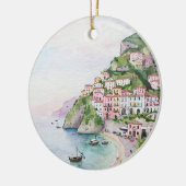 Amalfi Coast Italië Waterverf Keramisch Ornament (Links)