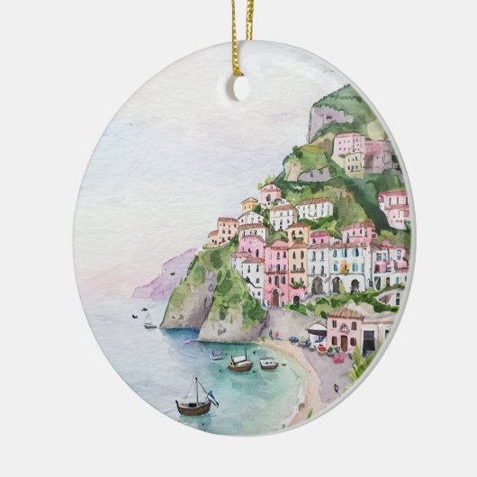 Amalfi Coast Italië Waterverf Keramisch Ornament (Links)