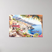 Amalfi Coast Italië Waterverf Sketch | Canvas Afdruk (Voorkant)